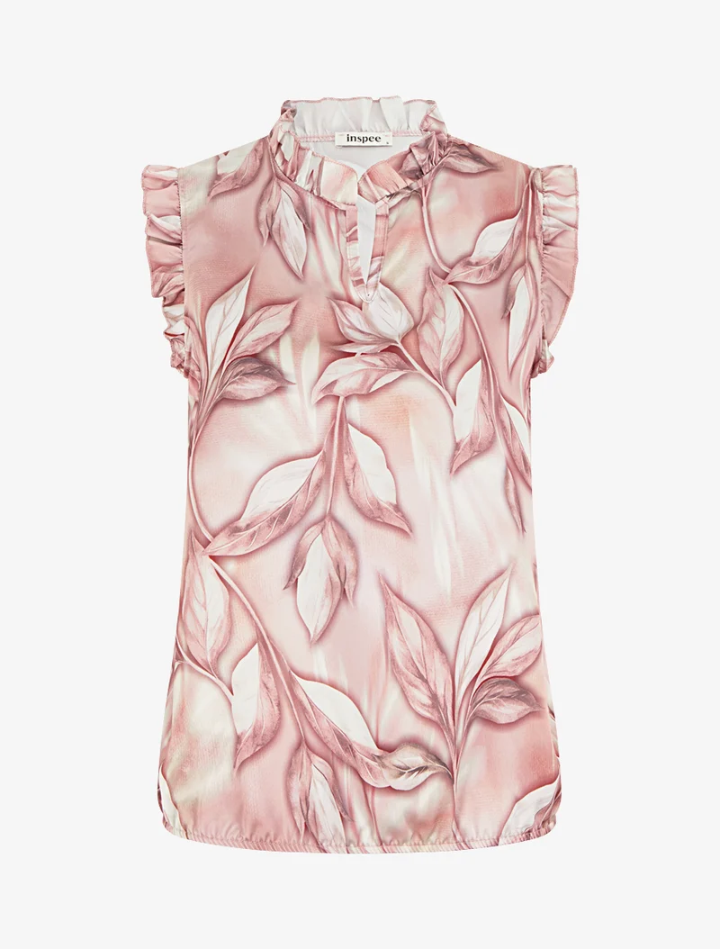 Top aus satin mit blätterdruck - Altrosa