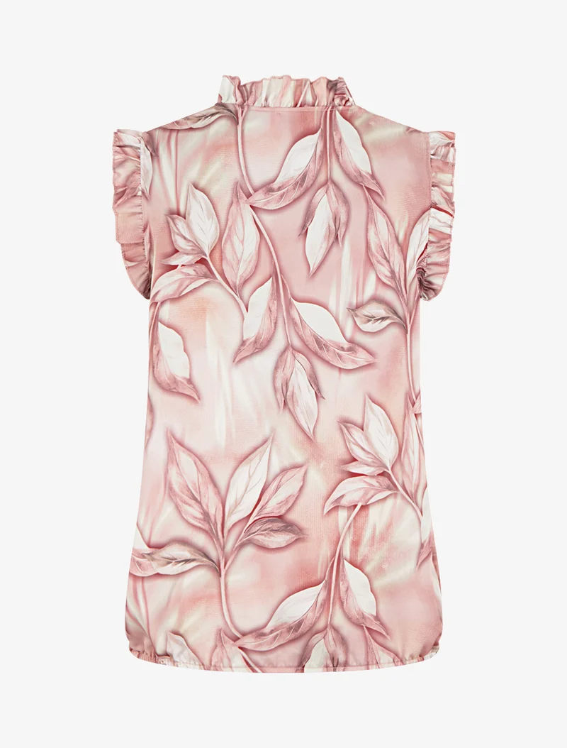Top aus satin mit blätterdruck - Altrosa