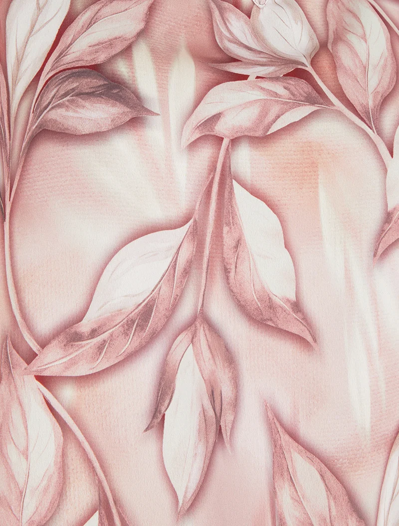 Top aus satin mit blätterdruck - Altrosa