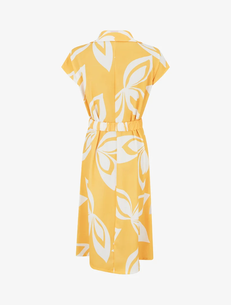 Gerades Kleid mit Gürtel - Gelb