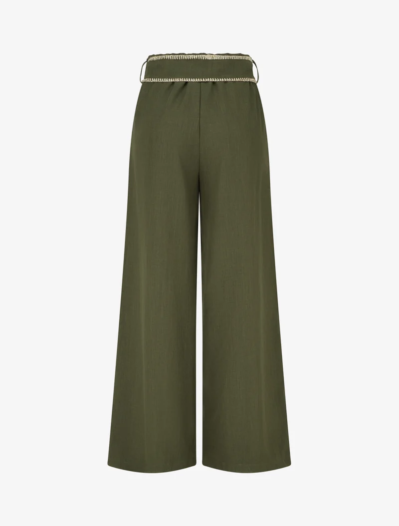 Gürtelhose mit irisierendem Detail - Kaki