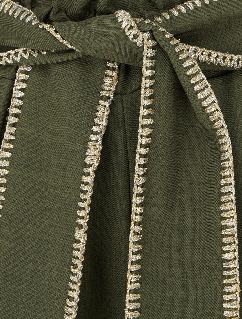 Gürtelhose mit irisierendem Detail - Kaki