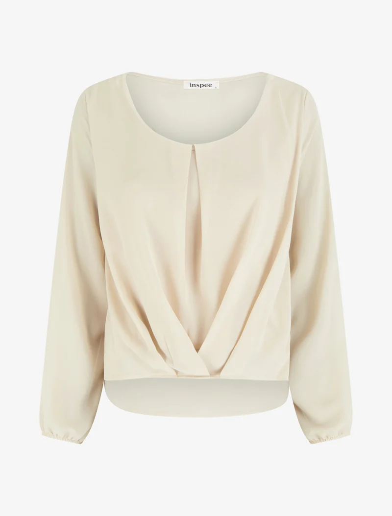 Bluse aus Voile mit Drapierungseffekt - Beige