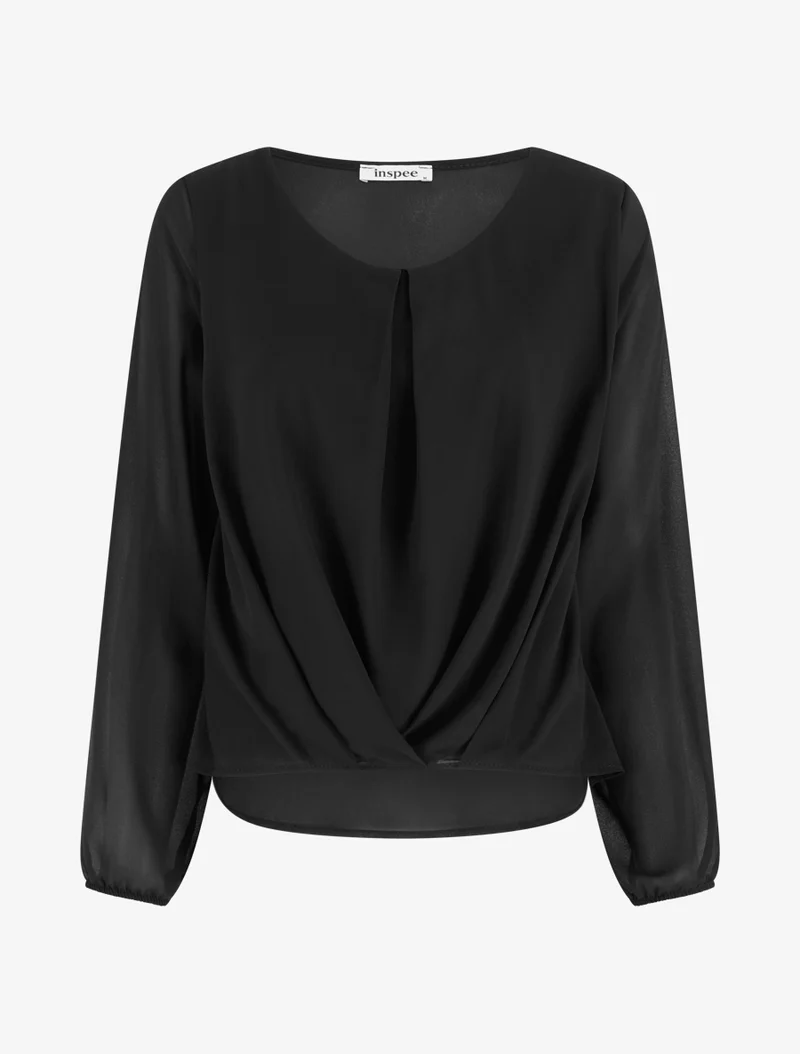 Bluse aus Voile mit Drapierungseffekt - Schwarz