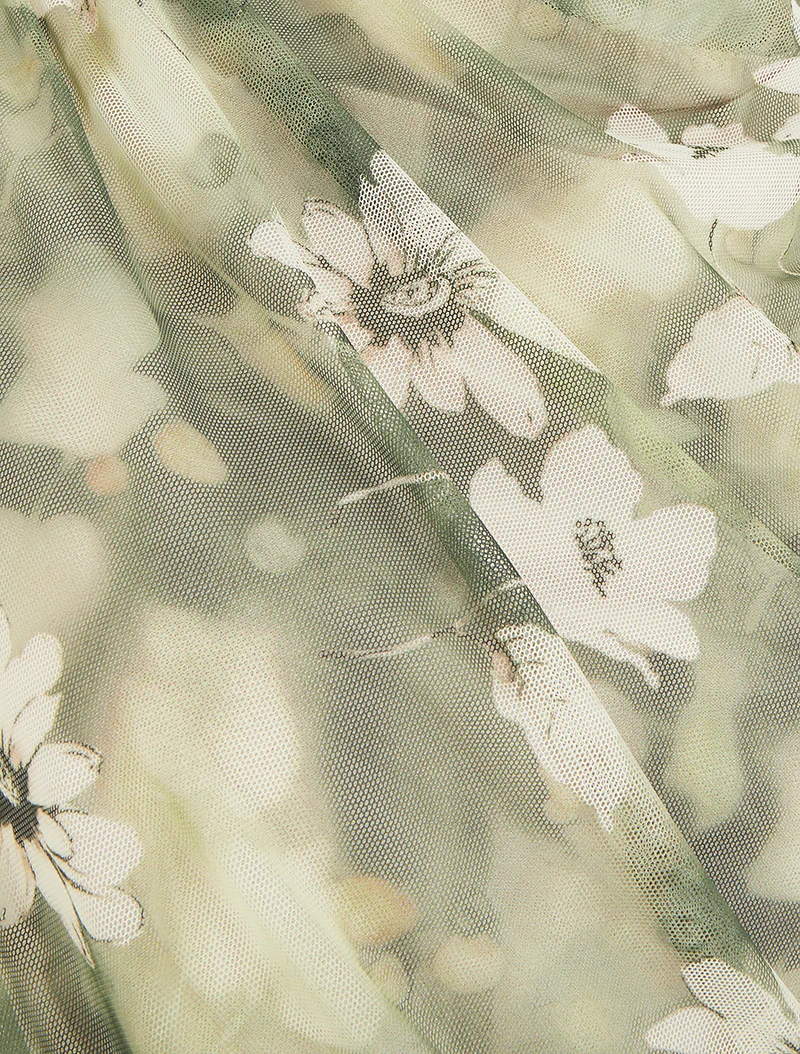 Ärmelloses Oberteil aus Blumenspitze. - Kaki