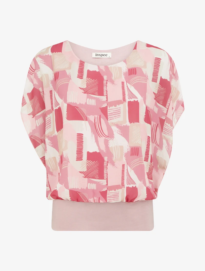 Grafikdruck-Top mit kurzen Ärmeln - Rose