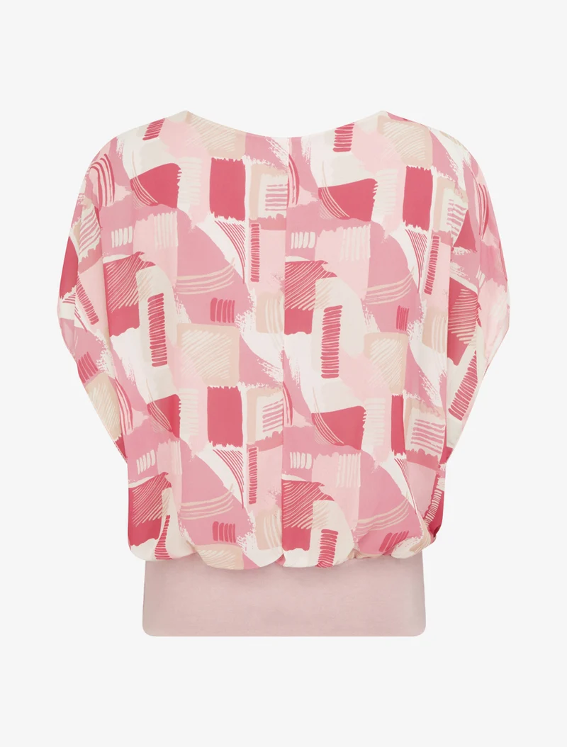 Grafikdruck-Top mit kurzen Ärmeln - Rose