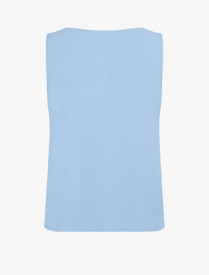 Ärmelloses Top mit Schmuckbesatz - Himmelblau