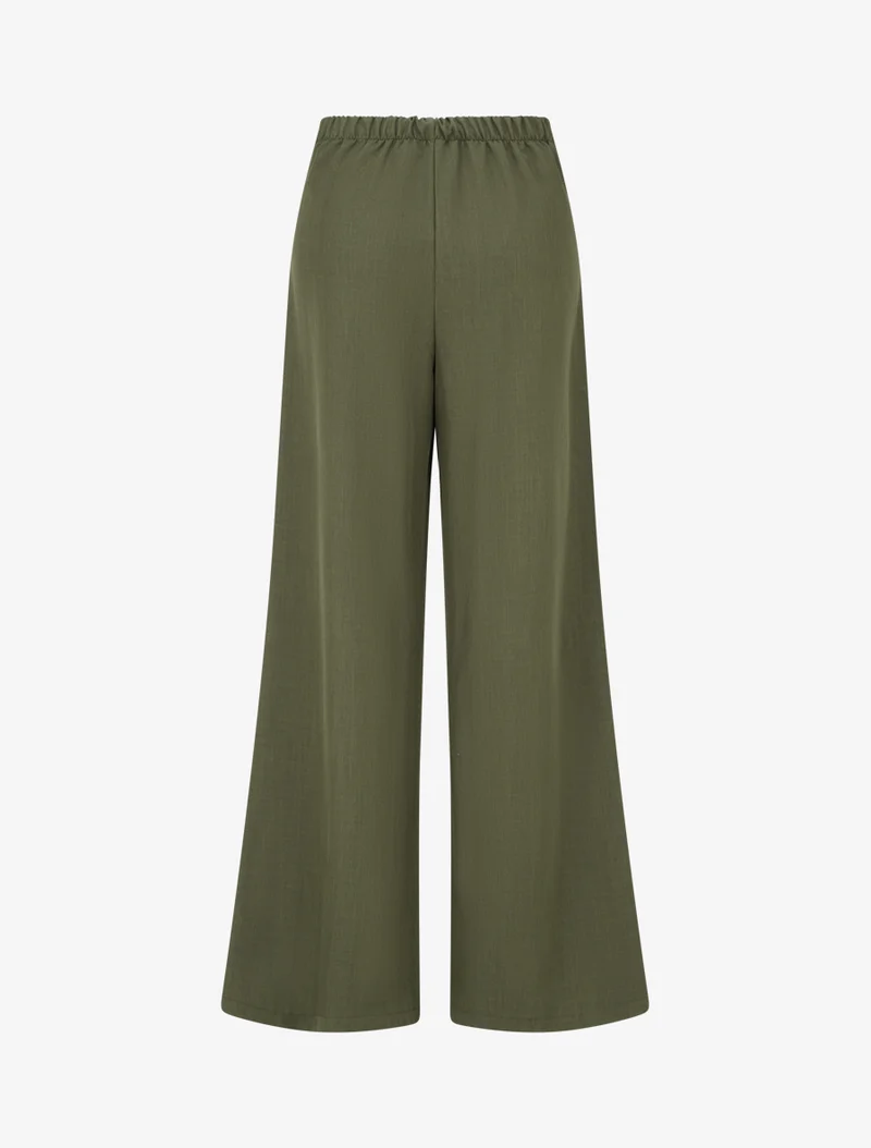 Weit geschnittene Hose mit hohem Bund und Zierschnalle - Kaki