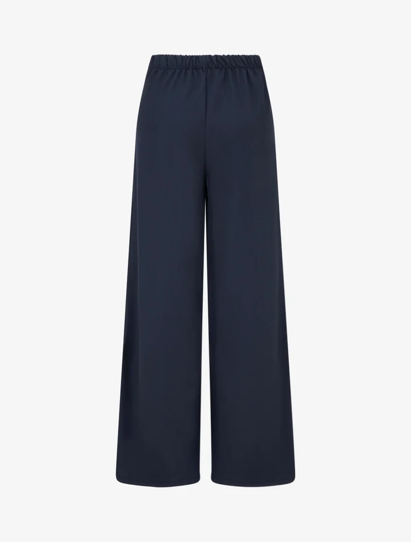 Weit geschnittene Hose mit hohem Bund und Zierschnalle - Marine