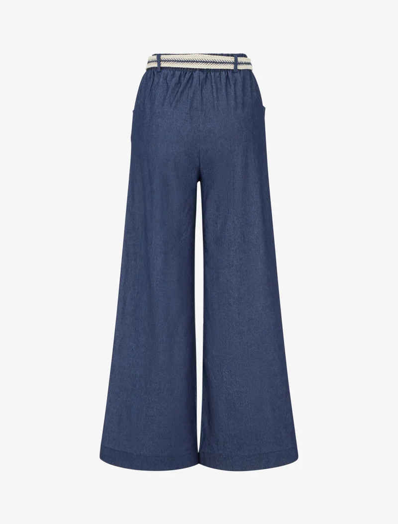 Weite Hose mit hoher, taillierter Taille - Rohblau