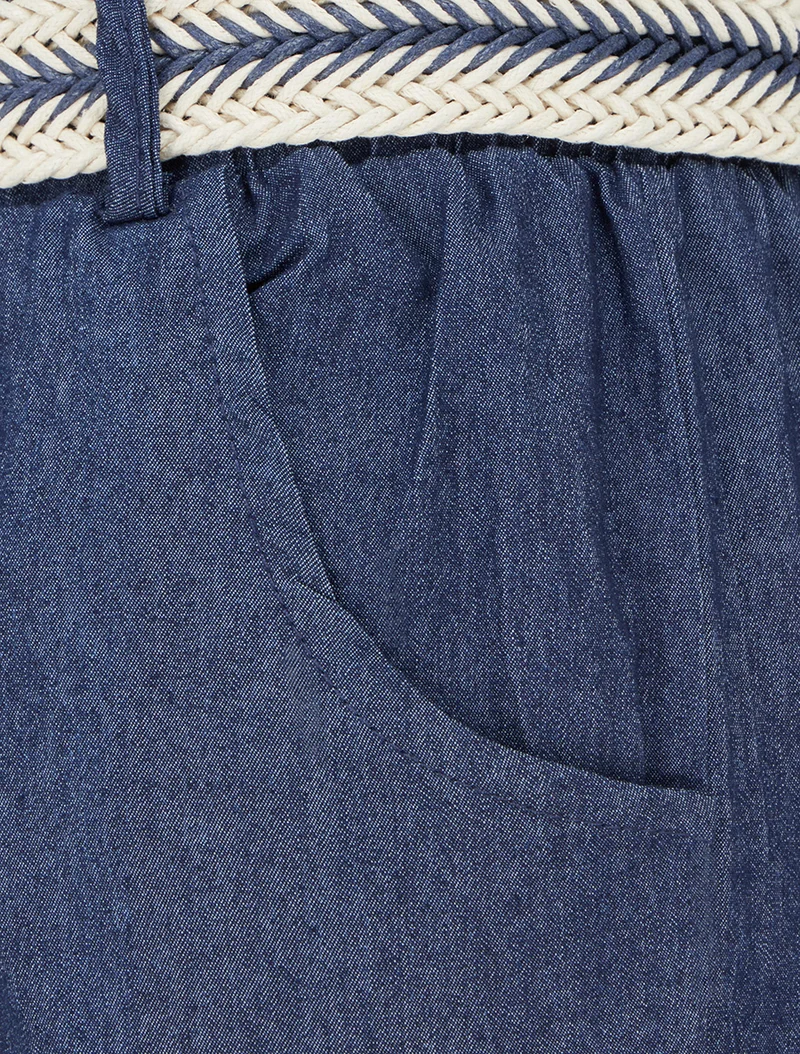 Weite Hose mit hoher, taillierter Taille - Rohblau
