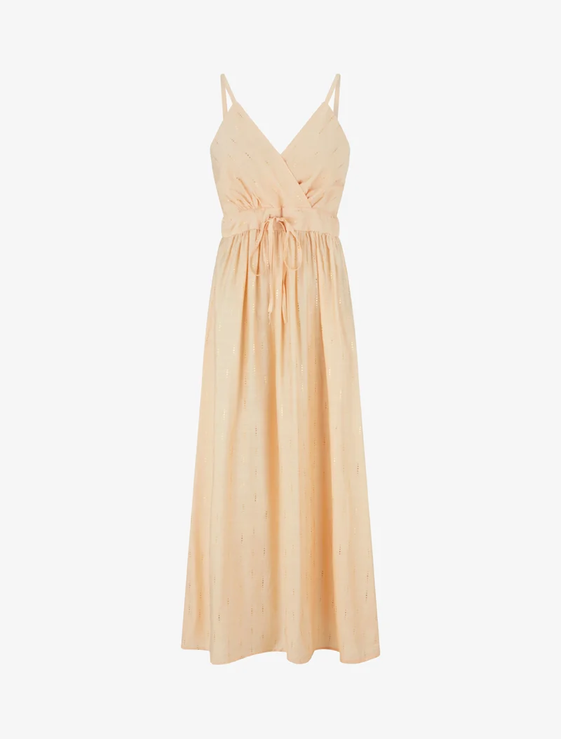 Einfarbiges elastisches Kleid mit schimmerndem Detail - Lachsrosa