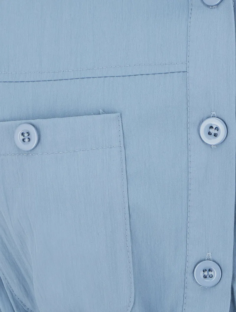 Unifarbenes, kurzärmliges Etuikleid - Blau