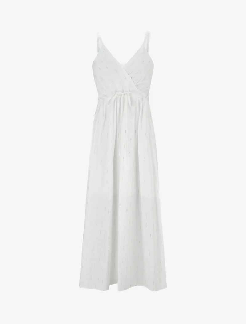Einfarbiges elastisches Kleid mit schimmerndem Detail - Weiß