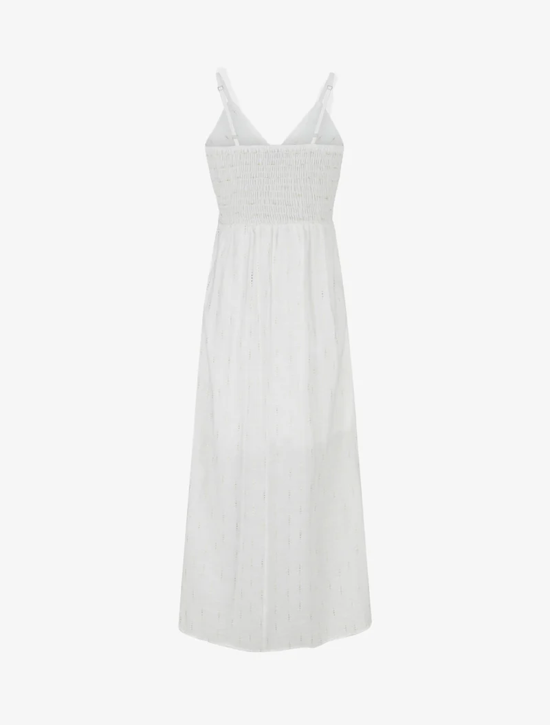 Einfarbiges elastisches Kleid mit schimmerndem Detail - Weiß