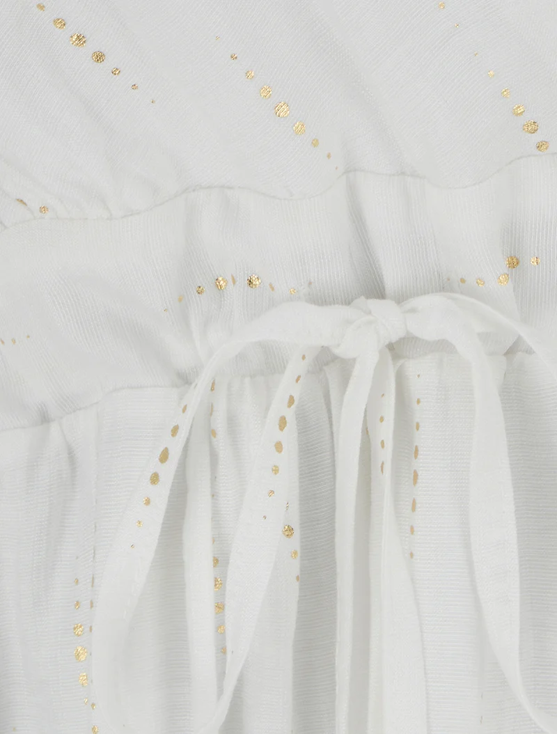 Einfarbiges elastisches Kleid mit schimmerndem Detail - Weiß