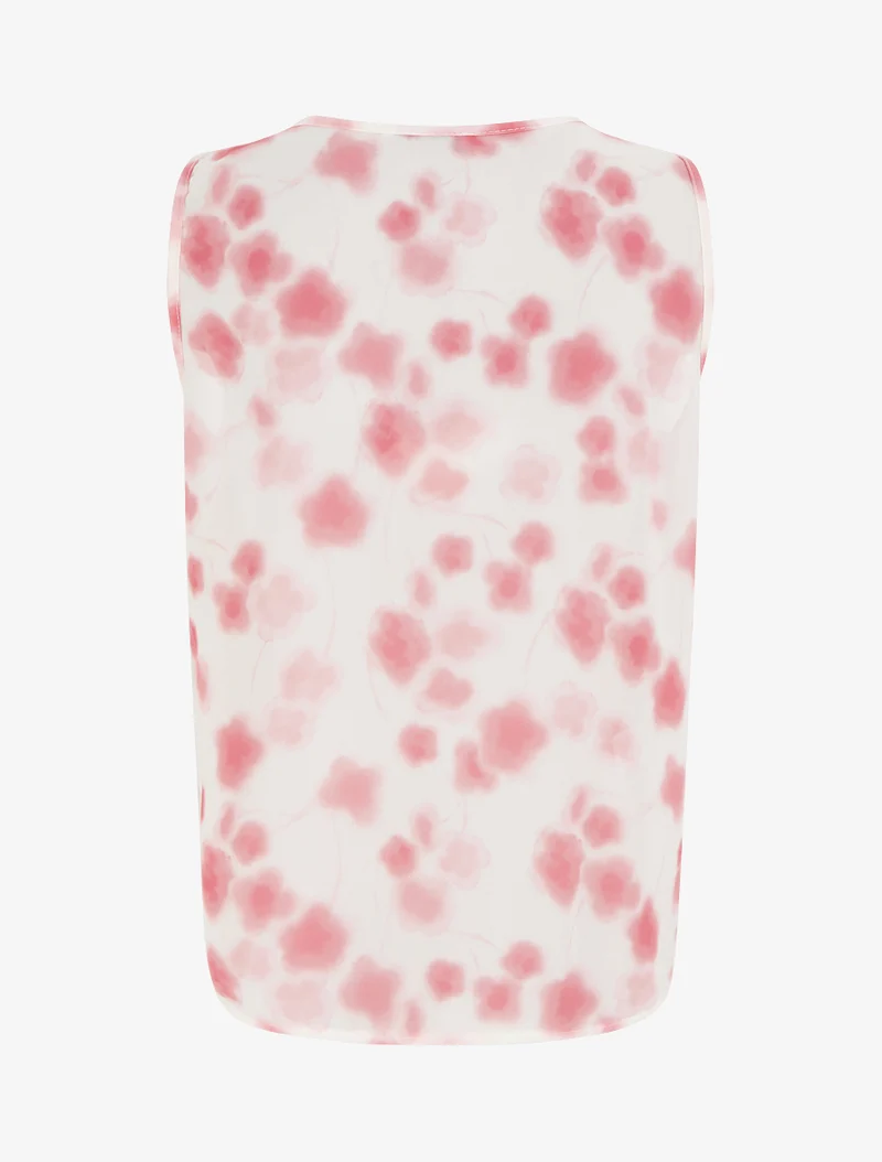 Oberteil aus bedrucktem Tupfen-Voile - Rose