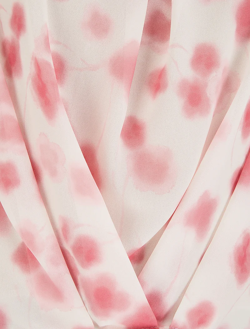 Oberteil aus bedrucktem Tupfen-Voile - Rose