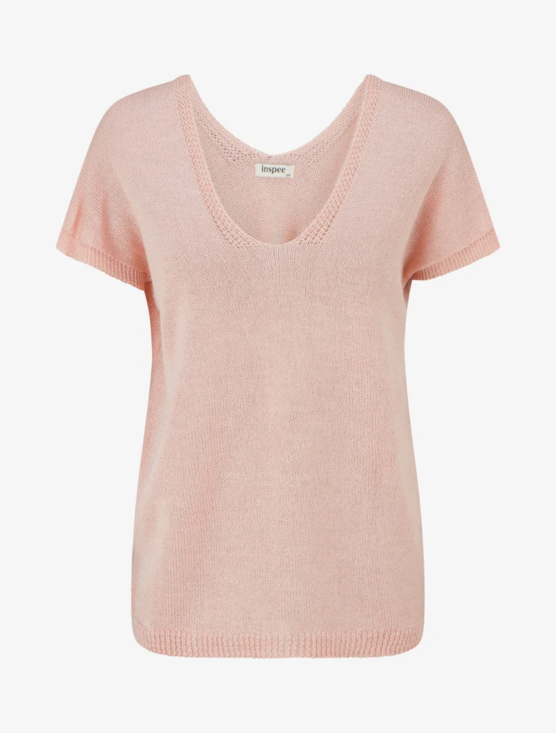 Kurzärmeliges Stricktop - Rose