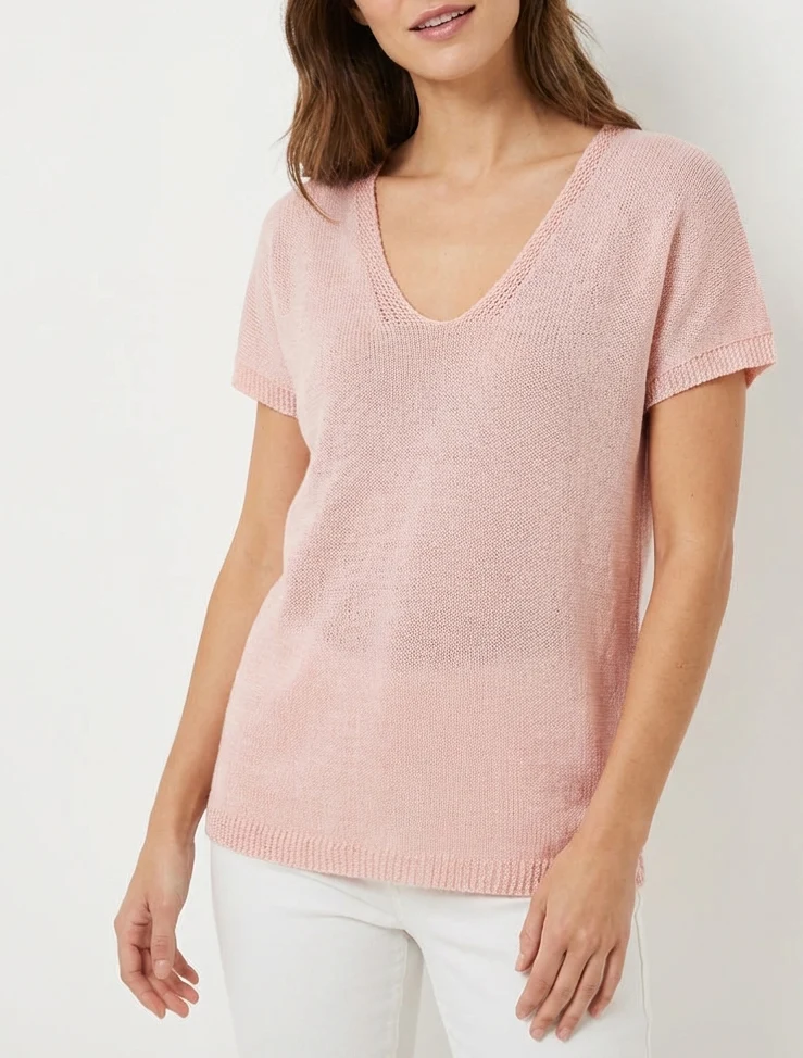 Kurzärmeliges Stricktop - Rose