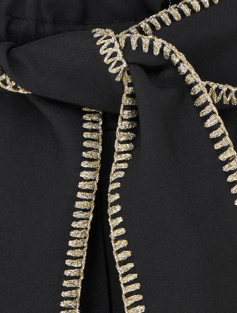 Gürtelhose mit irisierendem Detail - Schwarz