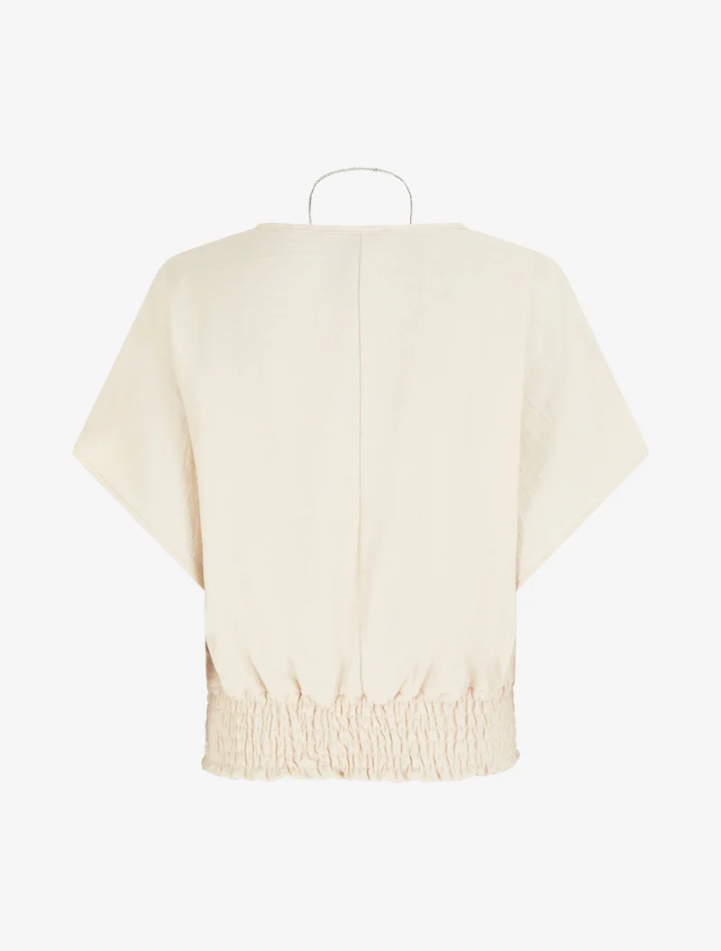Einfarbiges Top mit kurzen Ärmeln - Beige