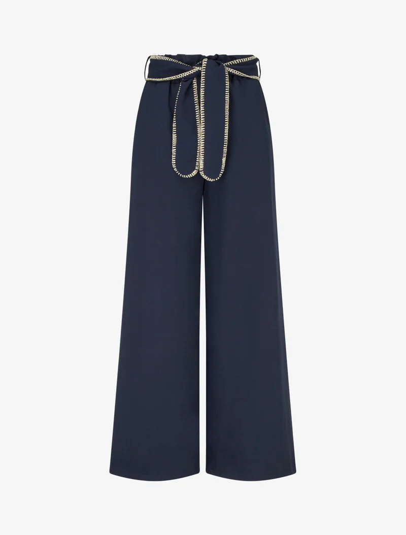 Gürtelhose mit irisierendem Detail - Marine