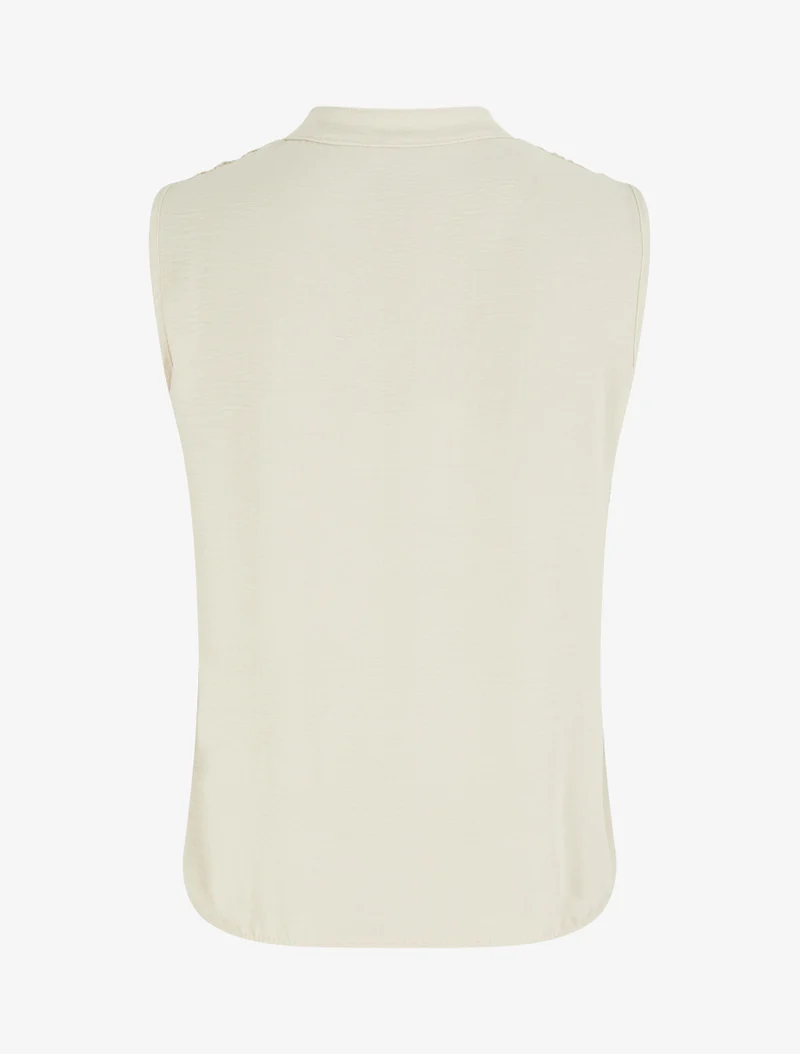 Ärmelloses Oberteil mit Stickdetail - Beige