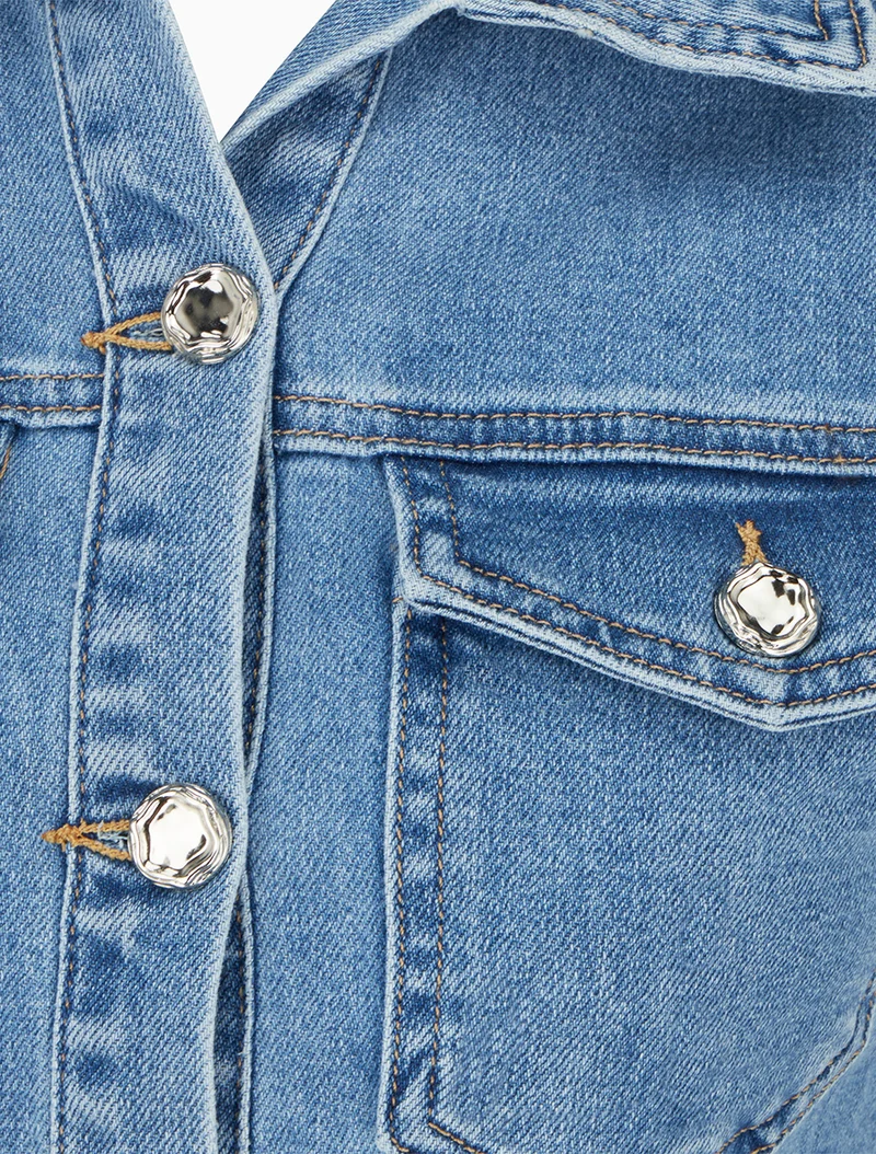 Ärmelloses, figurbetontes Jeanskleid - Blau