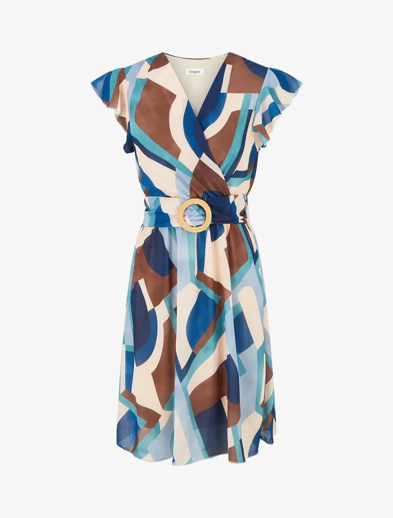 Wickelkleid mit Retro-Print - Marine