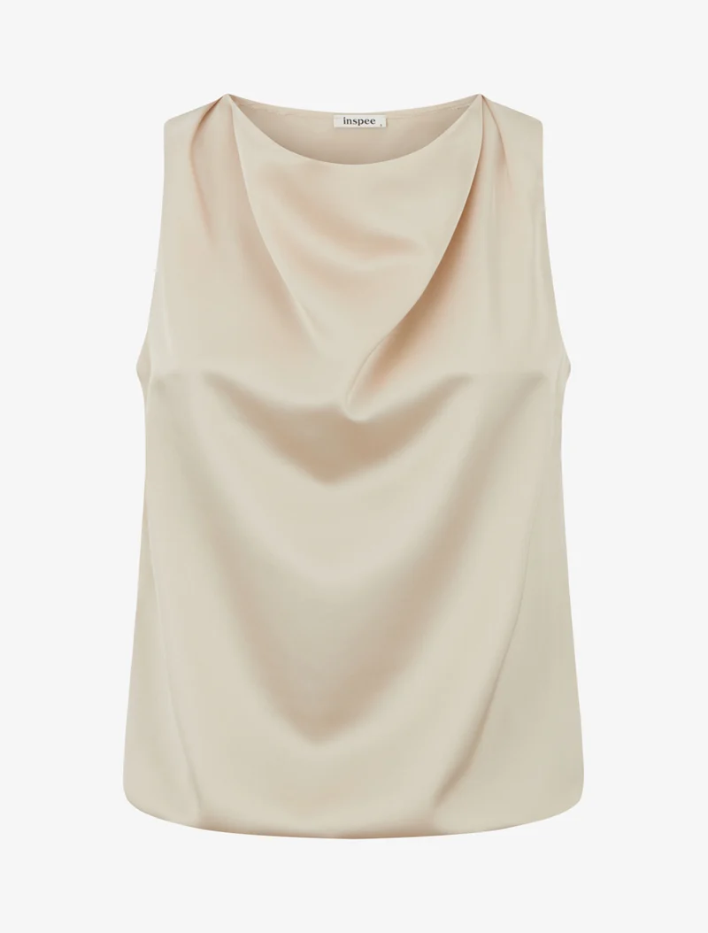 Satinierte Kugelschnitt-Oberteil - Beige