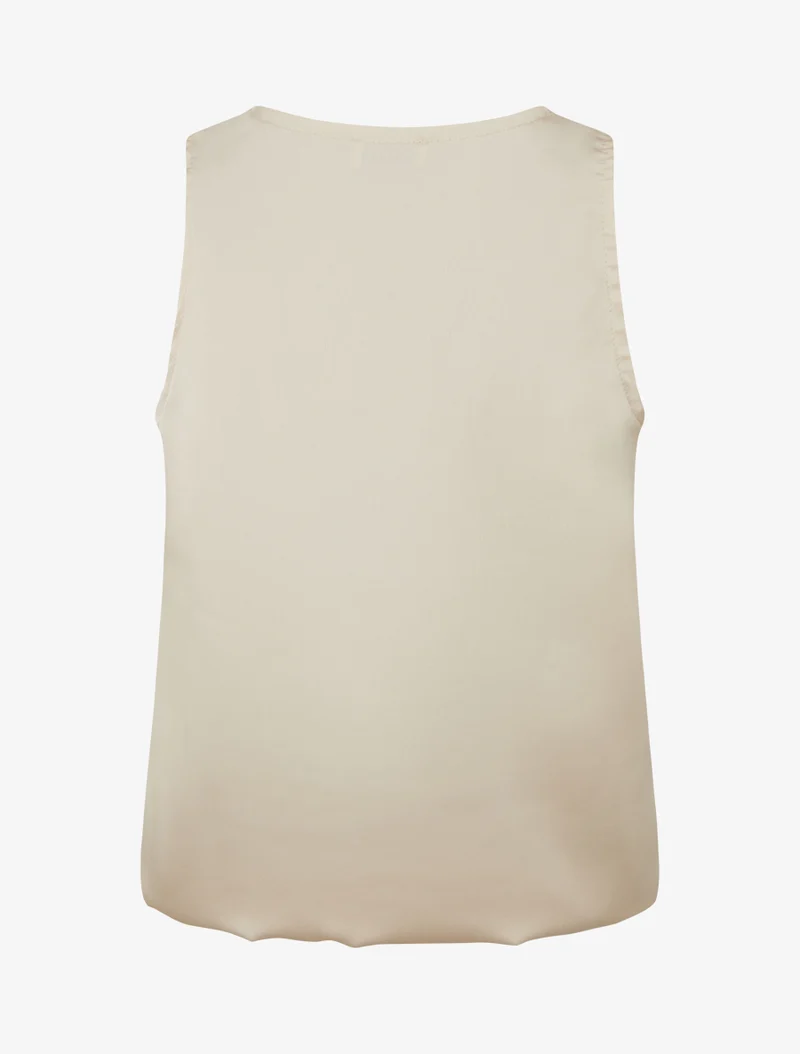Satinierte Kugelschnitt-Oberteil - Beige