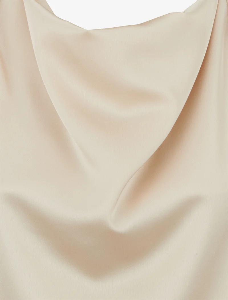 Satinierte Kugelschnitt-Oberteil - Beige