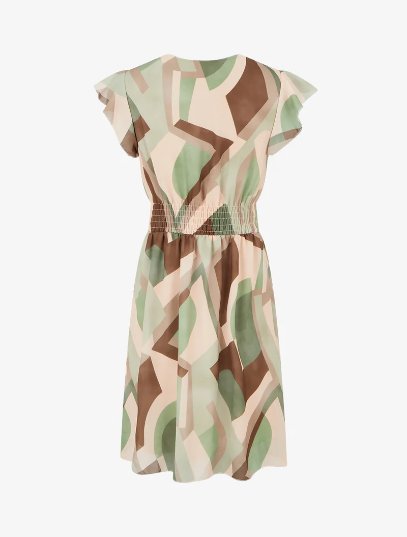Wickelkleid mit Retro-Print - Kaki