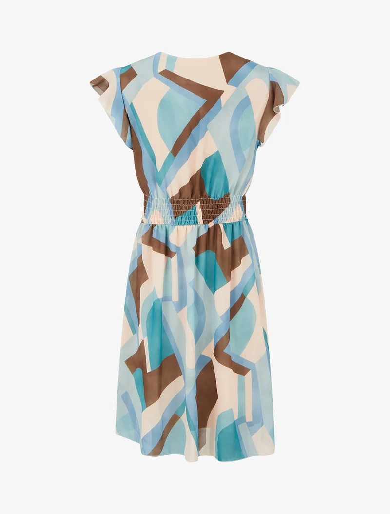 Wickelkleid mit Retro-Print - Entenblau