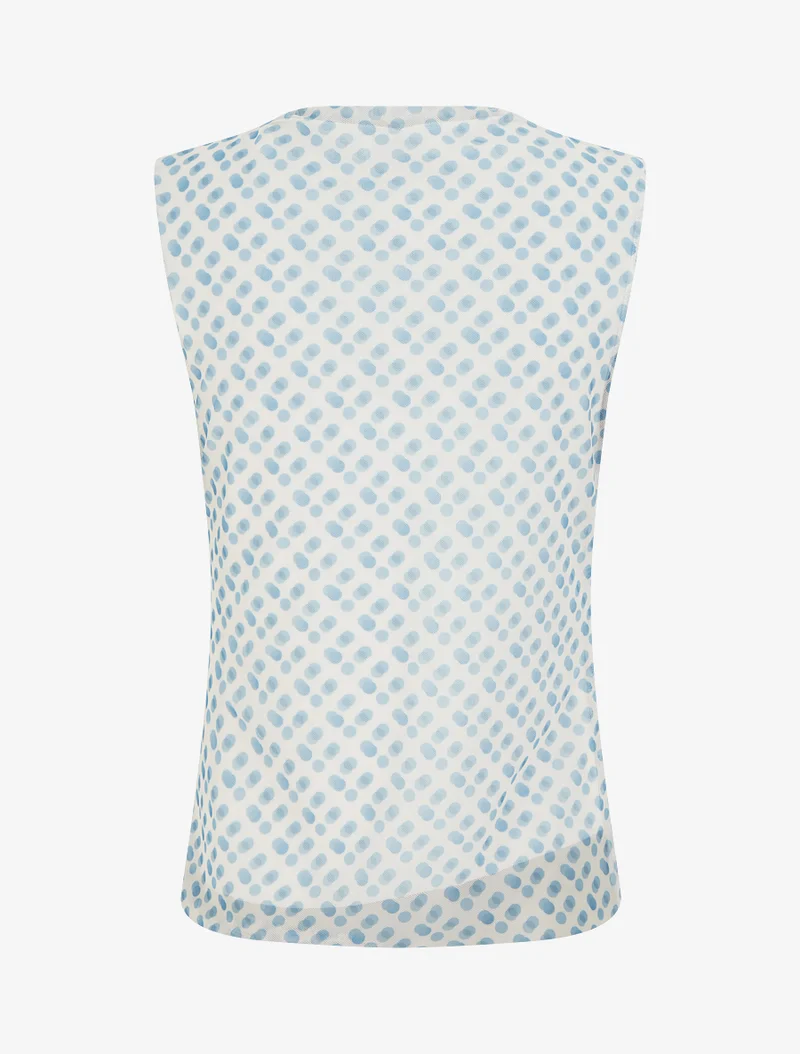 Ärmelloses Tupfen-Tüll-Top - Blau