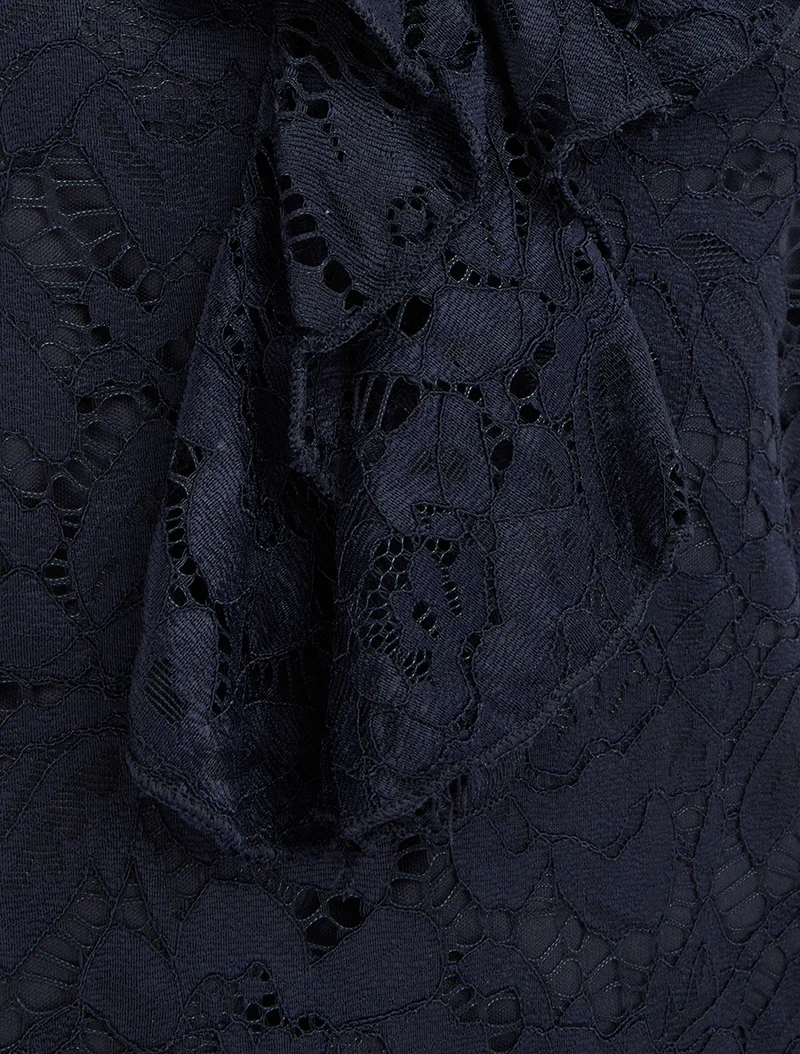 Ärmelloses Spitzenoberteil - Marine
