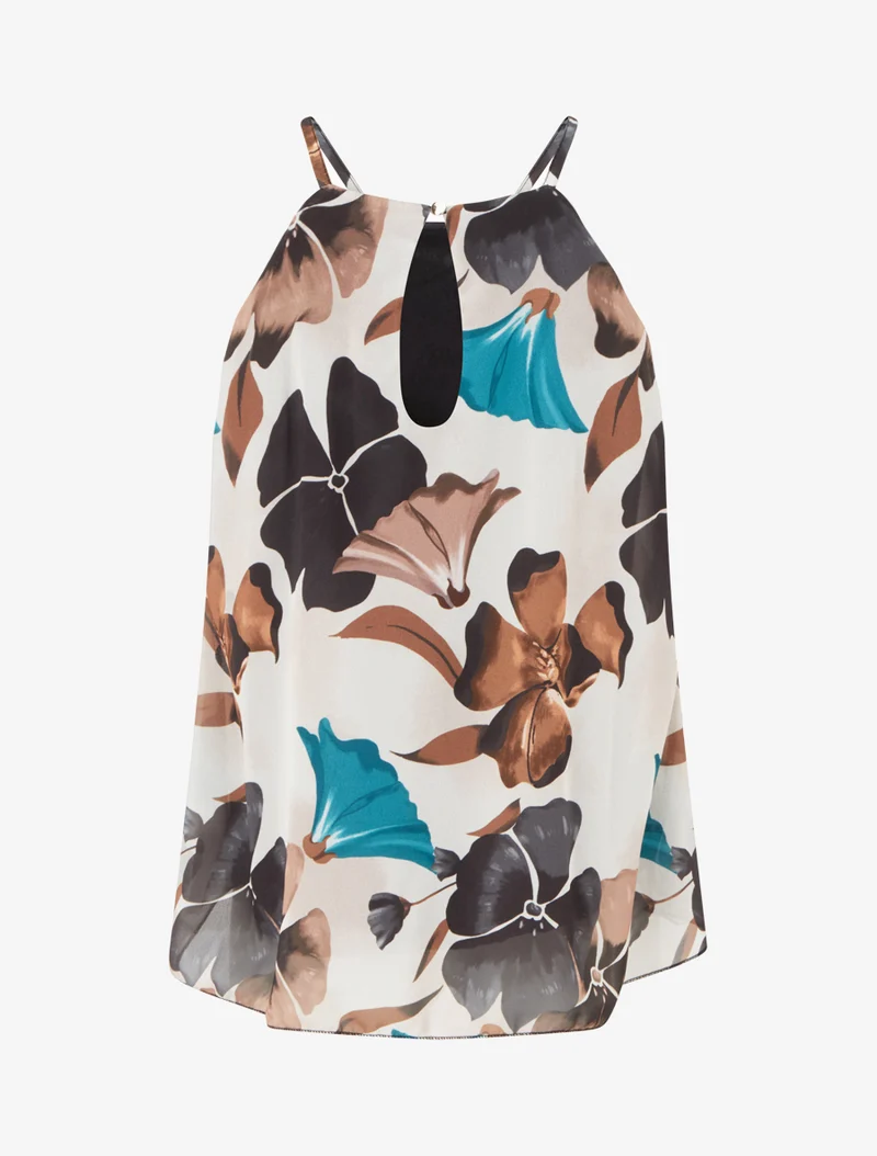 Florales Drucktop-Fluid - Schwarz