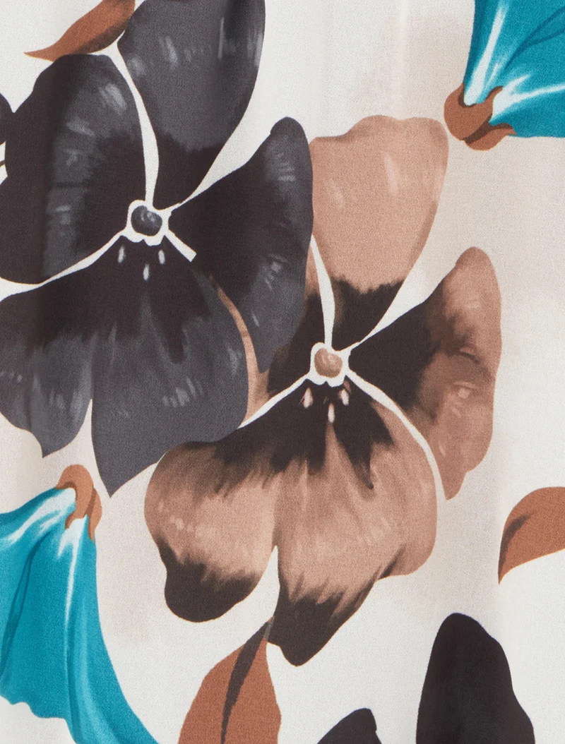 Florales Drucktop-Fluid - Schwarz