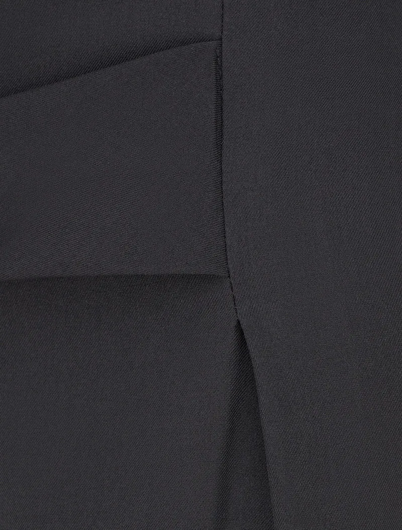 Weit geschnittene Hose mit hohem Bund und Zierschnalle - Schwarz