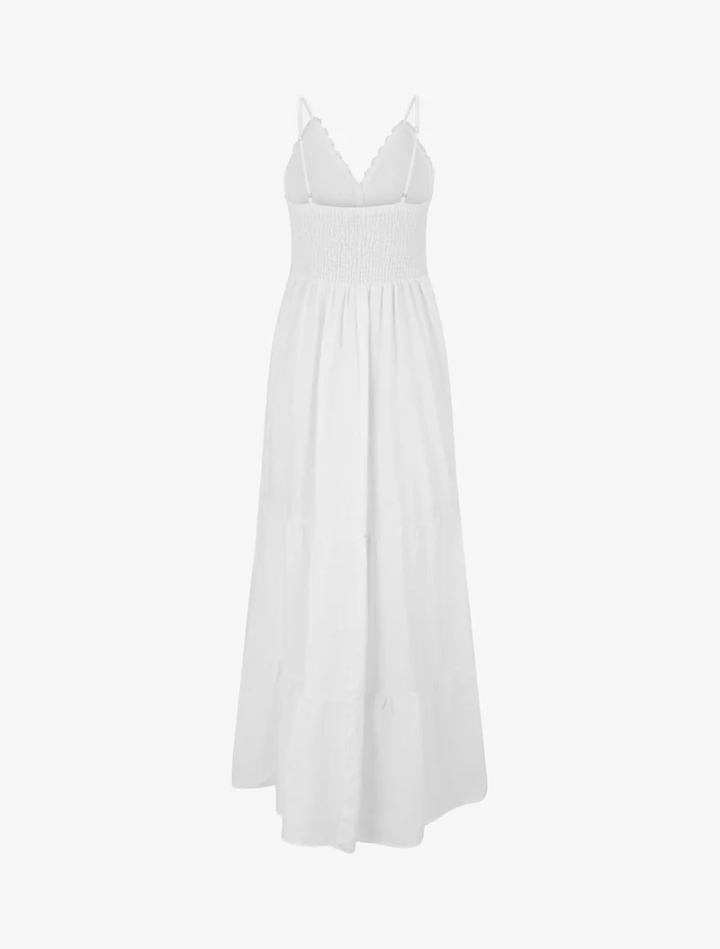 Elastisches Kleid mit Häkeleinsätzen - Weiß