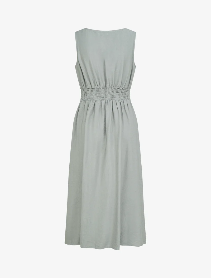 Ärmelloses langes Kleid mit Drapierungseffekt - Grün/Grau