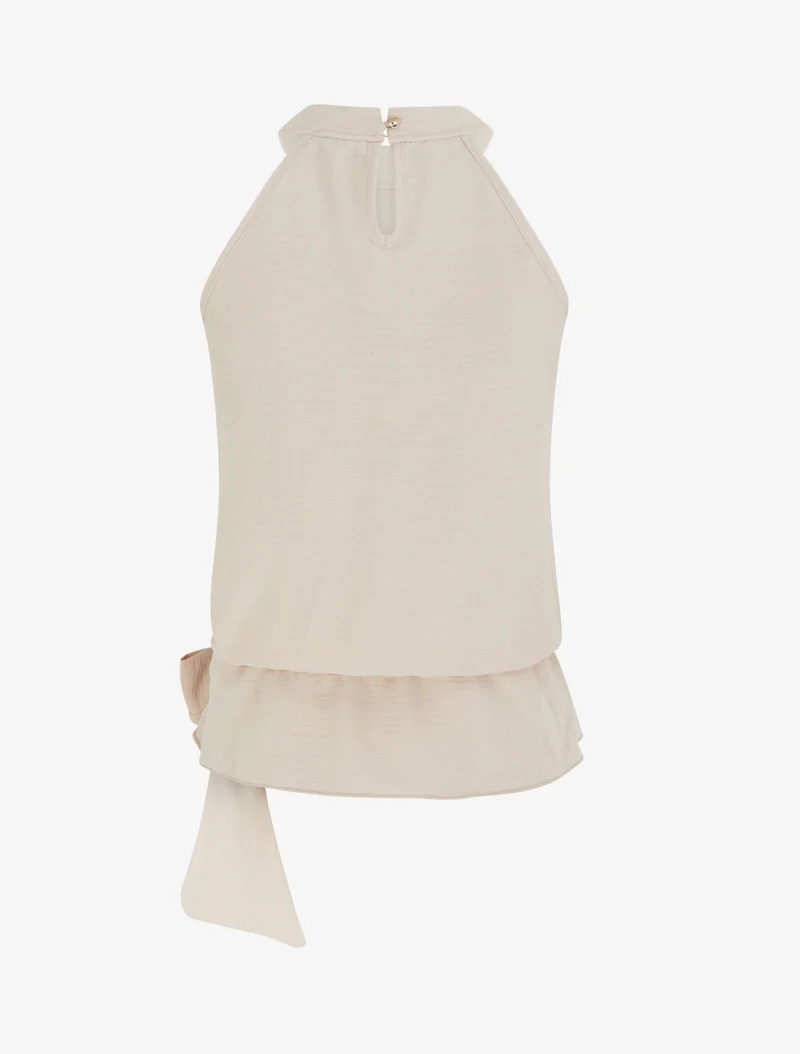 Oberteil mit amerikanischem Kragen und Knoten - Beige