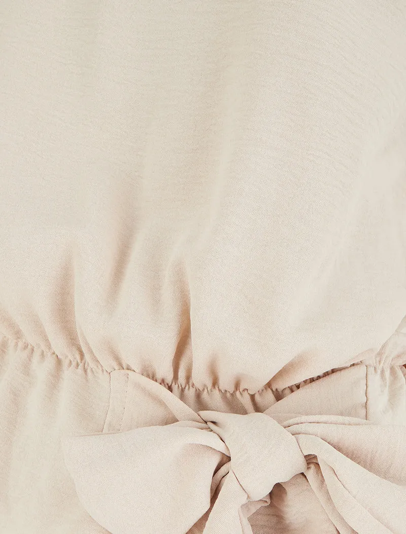 Oberteil mit amerikanischem Kragen und Knoten - Beige
