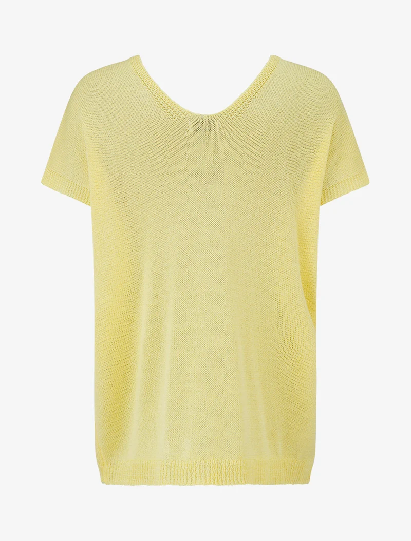 Kurzärmeliges Stricktop - Gelb