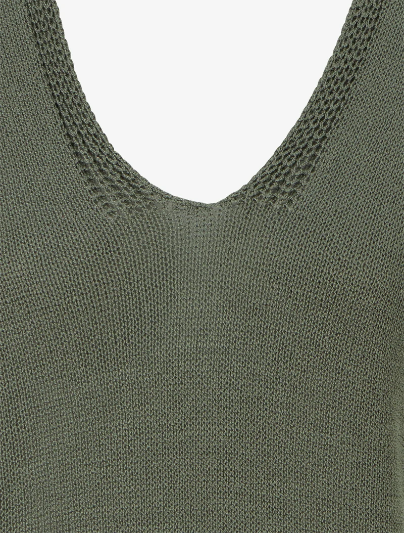Kurzärmeliges Stricktop - Kaki