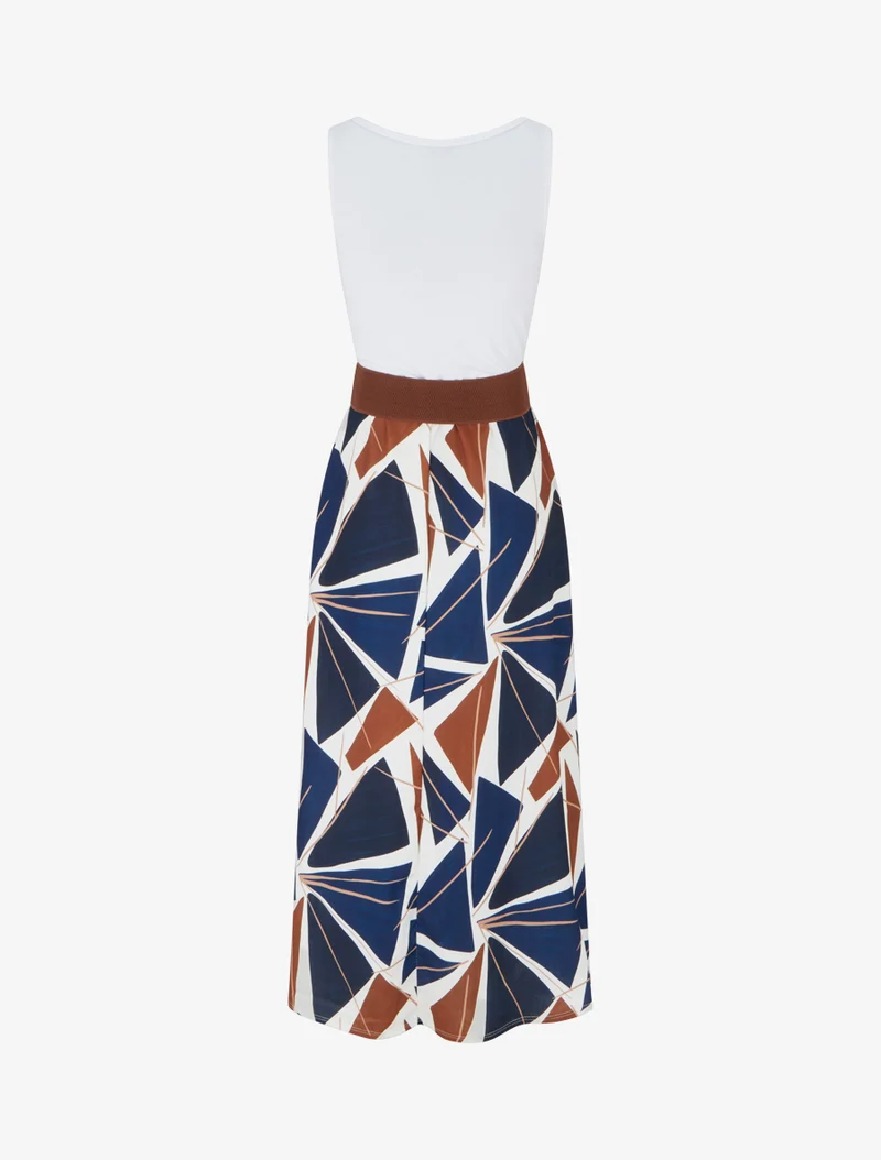 Ärmelloses langes Kleid mit grafischem Druck - Marine