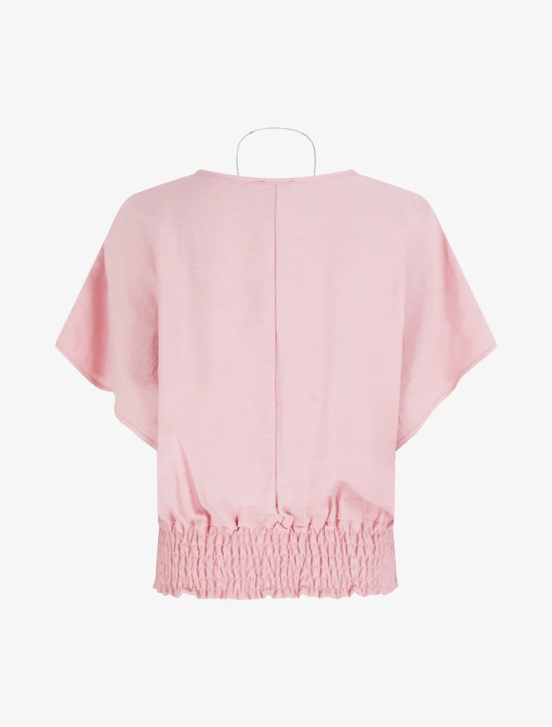 Einfarbiges Top mit kurzen Ärmeln - Rose