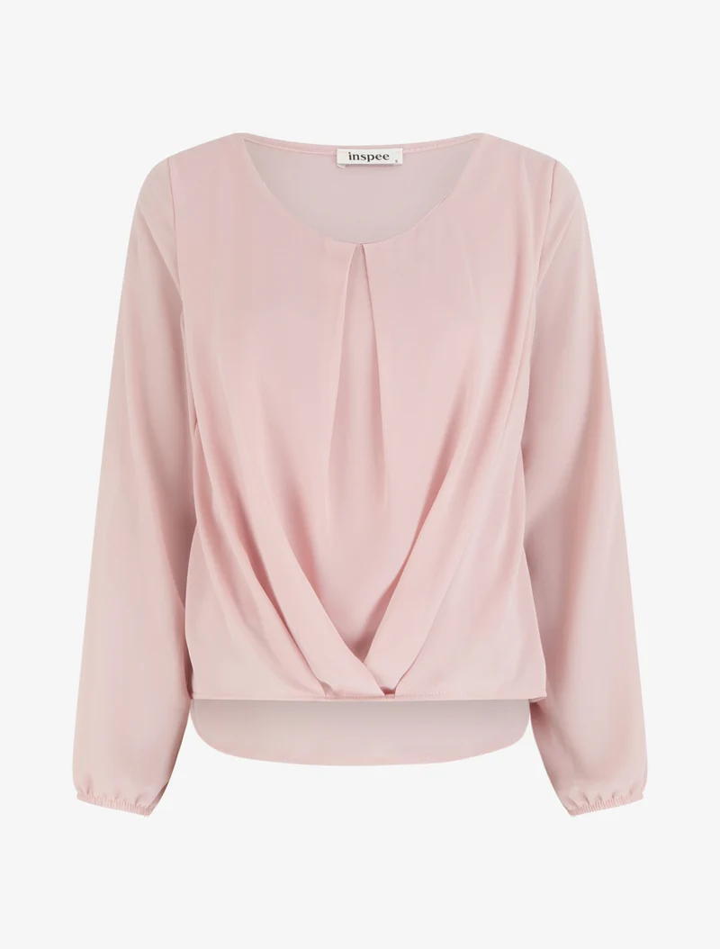 Bluse aus Voile mit Drapierungseffekt - Rose